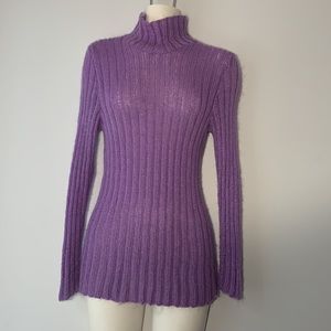 KNITTED BY ME🌺VTG 90’ Handmade Kid Mohair Turtleneck Sweater
